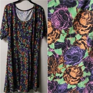 EUC Lularoe Nicole Dress 3XL Bright Colors Floral